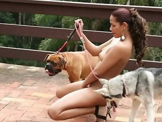 Hot young girls fucks with dog cock
